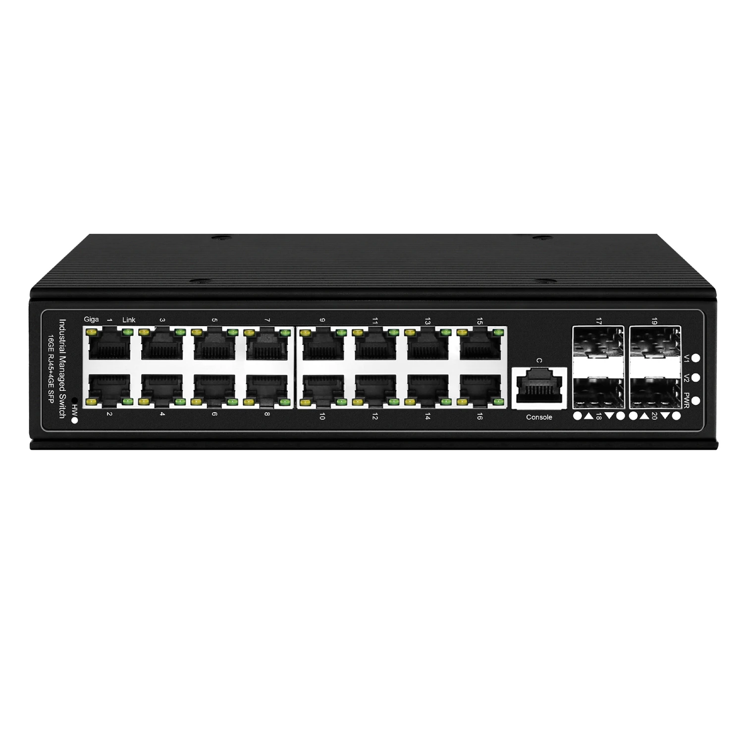 L3 مفتاح صناعي مُدار 16 منفذًا مع وصلة إرسال SFP + 4*10G متوافقة مع 802.3at/bt