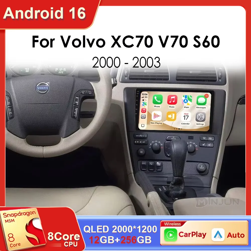 Radio Android para Auto Volvo S60 V70 XC70 2000 - 2003, Unidad Principal Estéreo, Reproductor Multimedia, GPS, Navegación, Sin DVD 2din, Wifi 5G