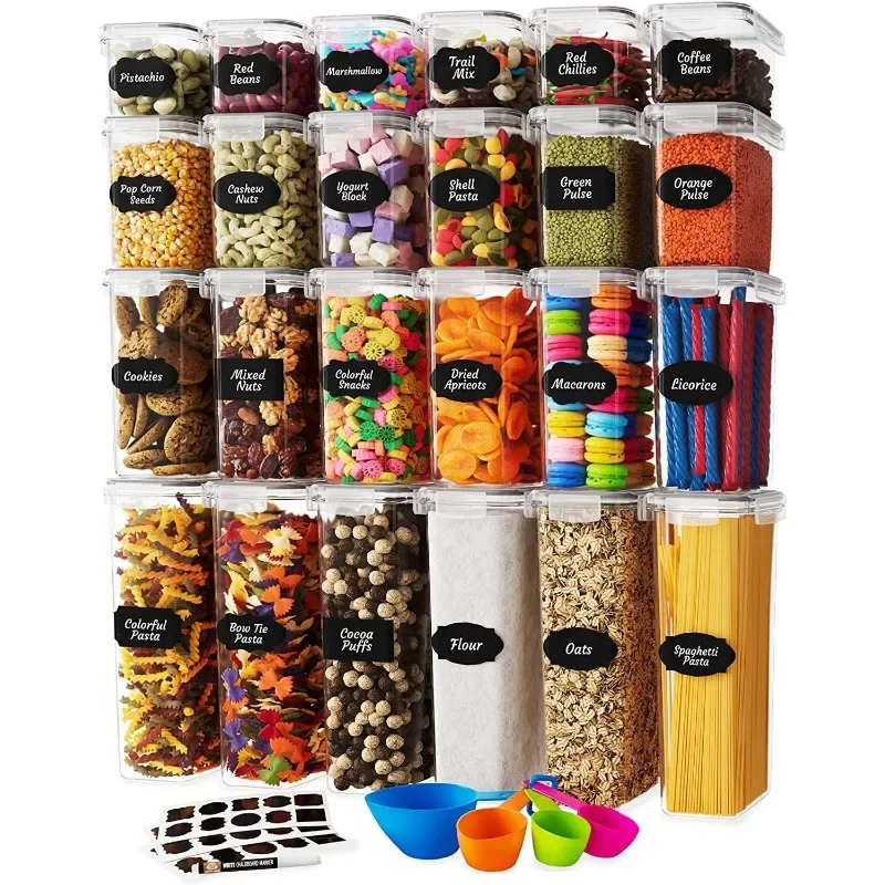 Airtight Food Storage Container Set - 24 Piece, Kitchen & Pantry Organization, BPA-Free, Plastic Canisters with Durable