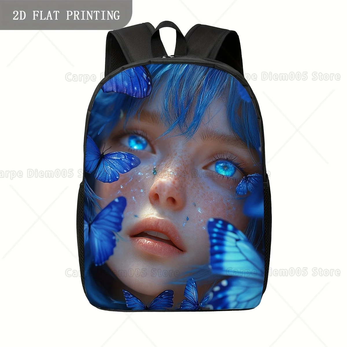 

1 шт. Рюкзак премиум-класса с голубыми глазами и бабочкой для взрослых, большая вместимость, удобные эргономичные ремни, надежная молния