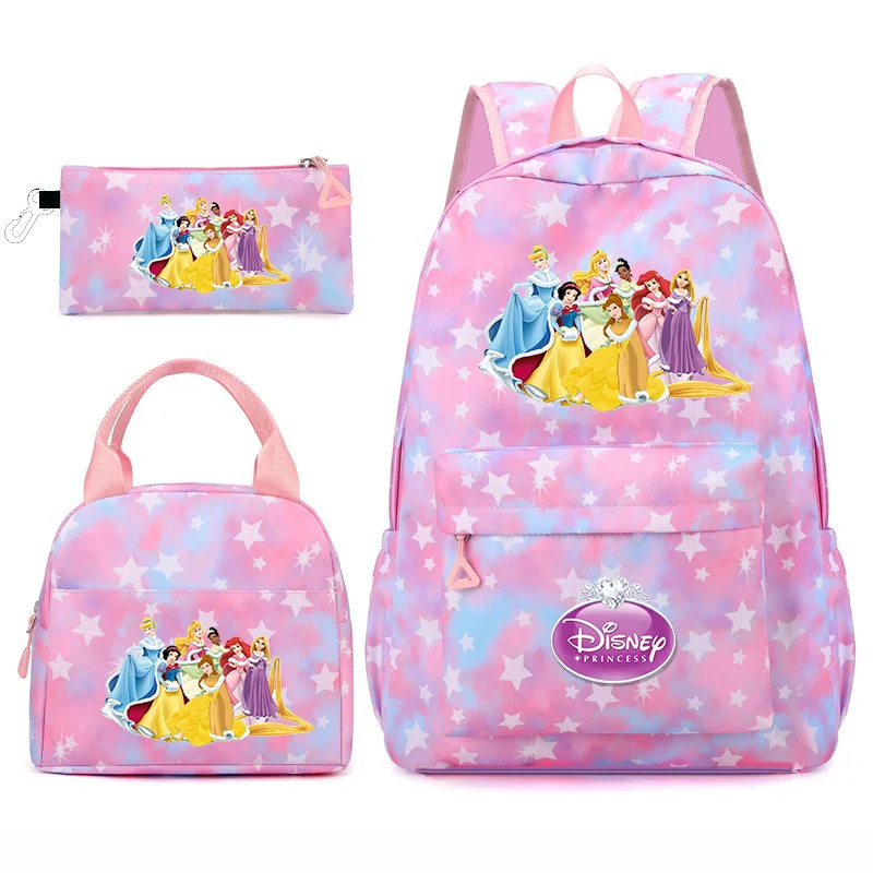 

Красочный рюкзак принцессы Белоснежки, 3 шт./компл. для женщин, повседневные школьные сумки с сумкой для обеда, студенческий подростковый рюкзак для девочек и мальчиков