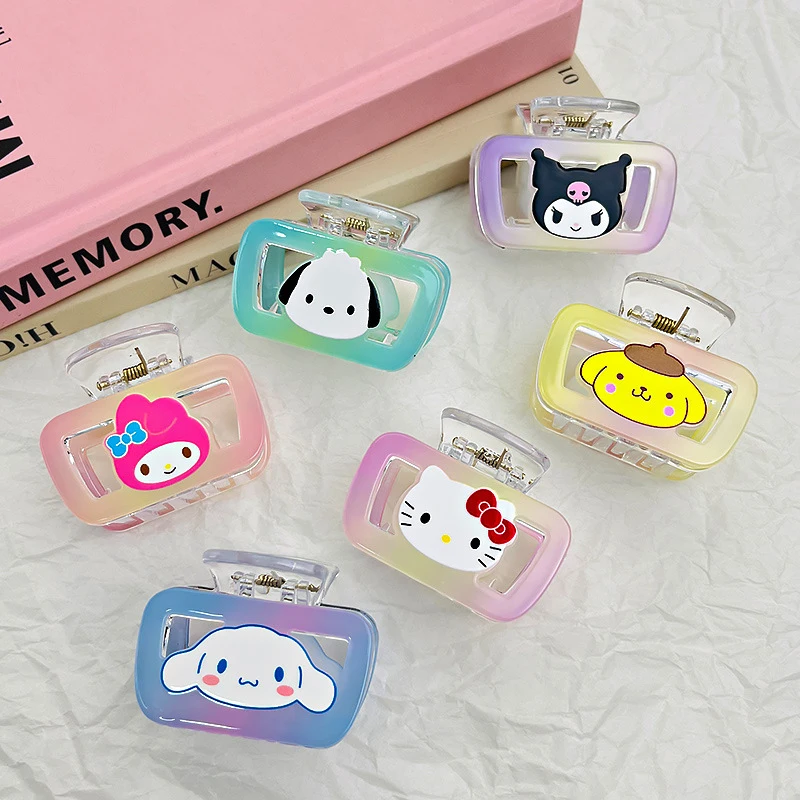 

Kawaii Anime Sanrio Hair Clip Cartoon Sweet Kuromi Melody Cinnamoroll Hello Kitty Hairpin Cute Hair Claws Headwear Shark Clip