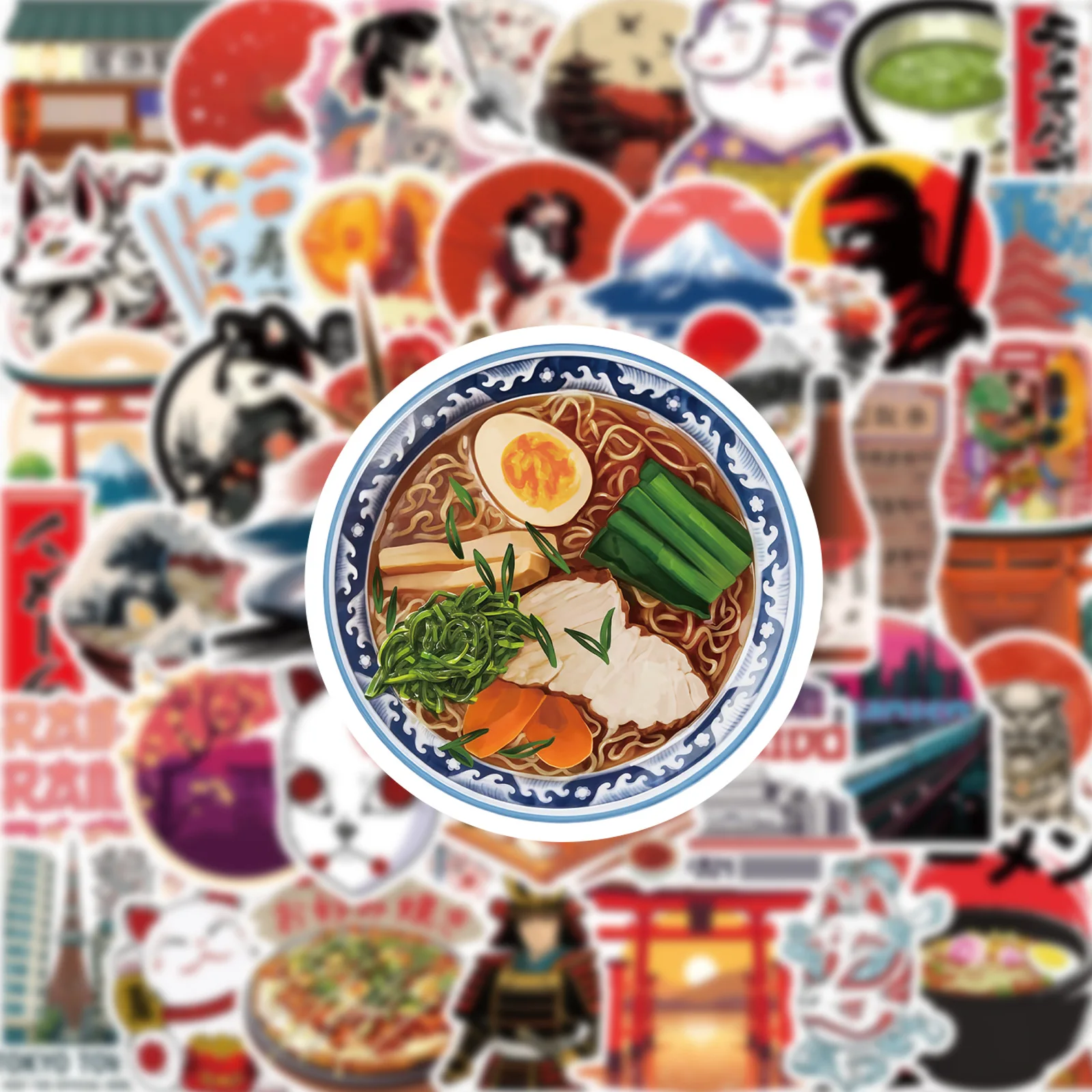 50 Stück Traditionelle Japanische Kultur Graffiti-Aufkleber Dekoration für Gepäck, Handy, Gitarre, Scrapbook, Tasse, Kühlschrank, Klassisches Kinderspielzeug