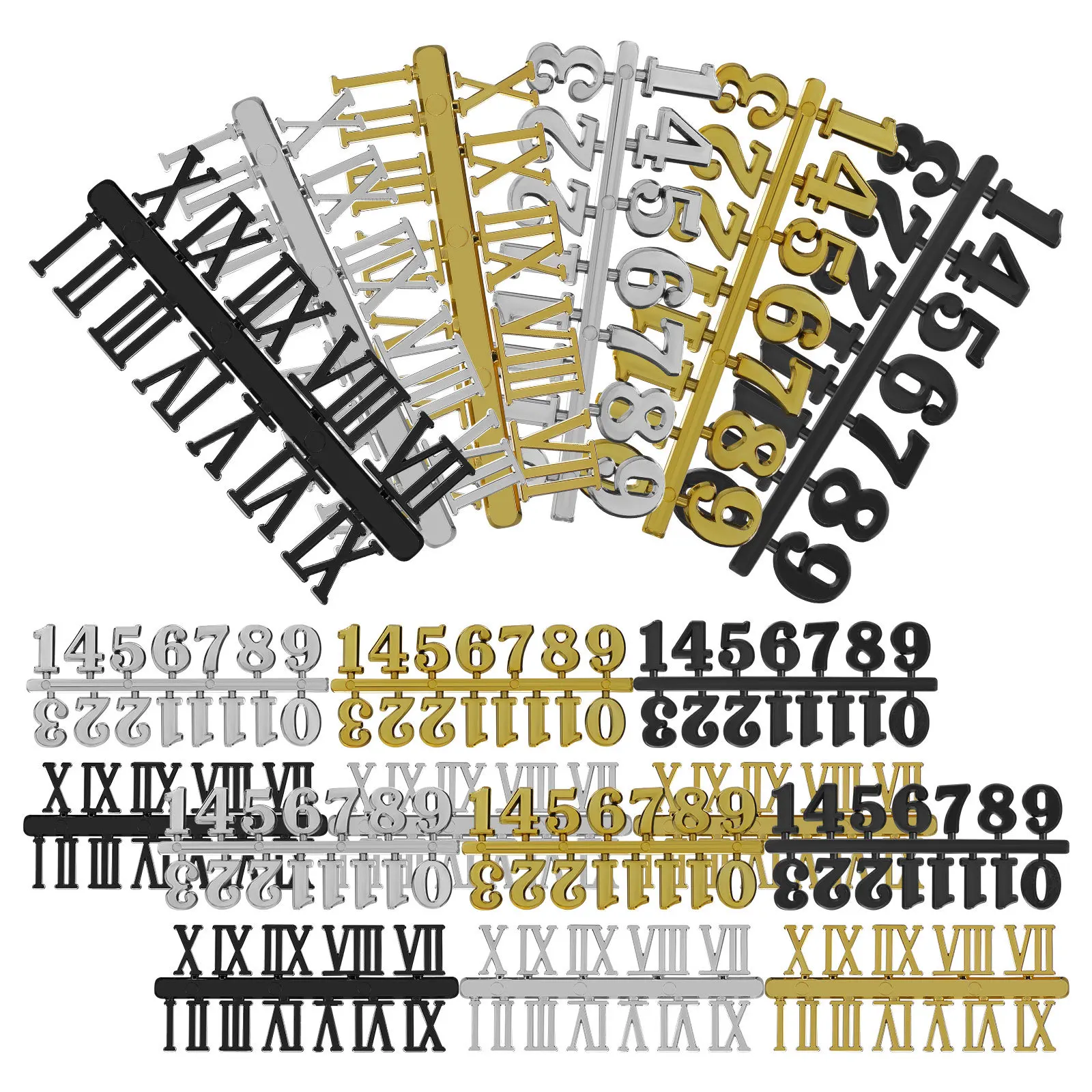 

18Pcs Creative Clock Numerals Kit Arabic Roman Numerals DIY Wall Clock Replacement Parts Home Office Decor Accessories Set