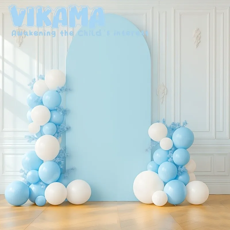 قماش VIKAMA ذو خلفية مقوسة باللون الأزرق الفاتح مناسب لتعميد الأطفال وديكورات الزفاف وخلفيات الحفلات الأنيقة