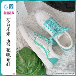 2023 Original Hatstune Miku Shoes for Women Girl White Canvas Casual Lace Up Flat Female Men Shoe Vocaloid Cosplay Sneakers New