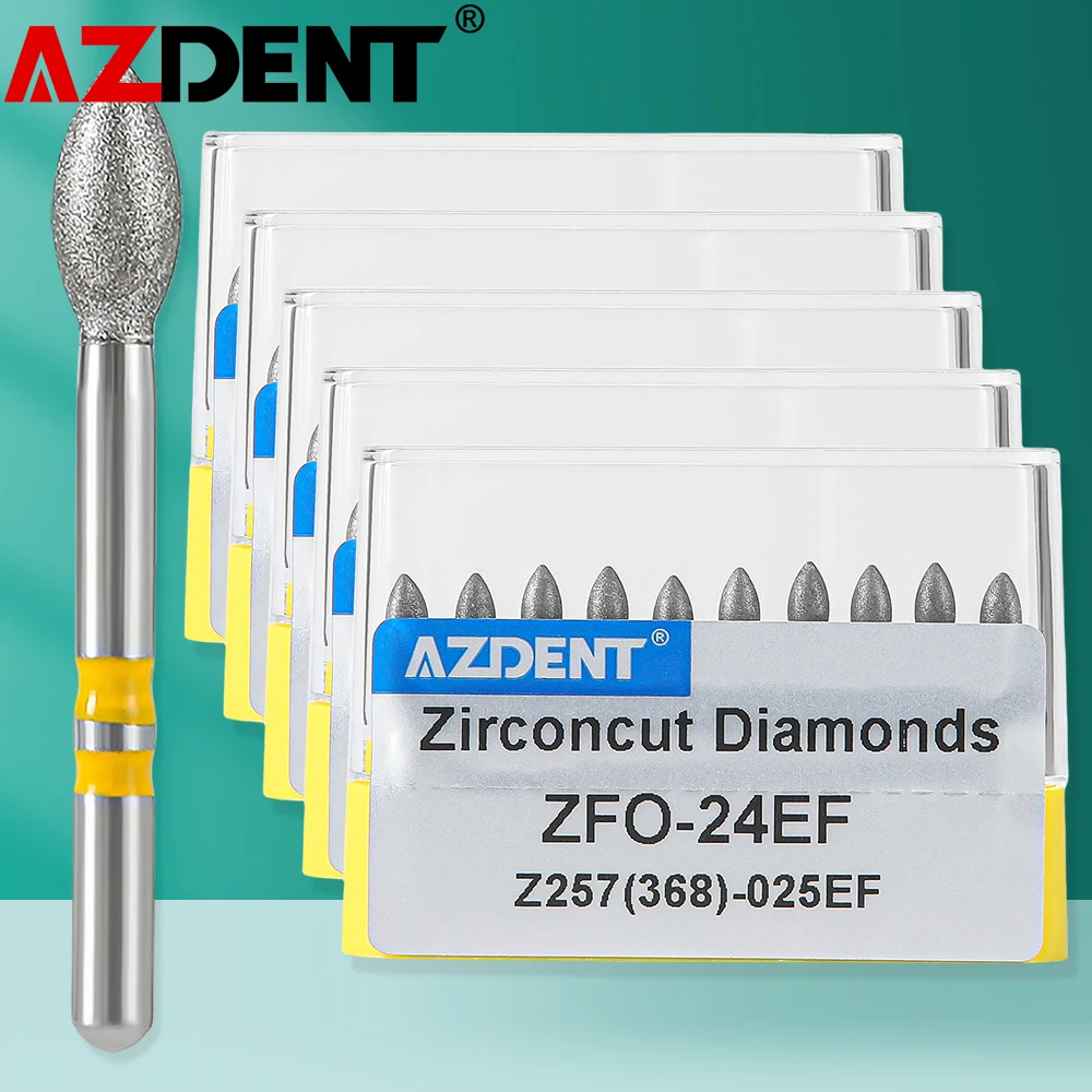 5Packs Azdent Dental Diamond Burs Cutting Zirconia Ceramic Crowns Bridges FG Burs Drill 1.6mm Shank Diameter Dentistry Tools