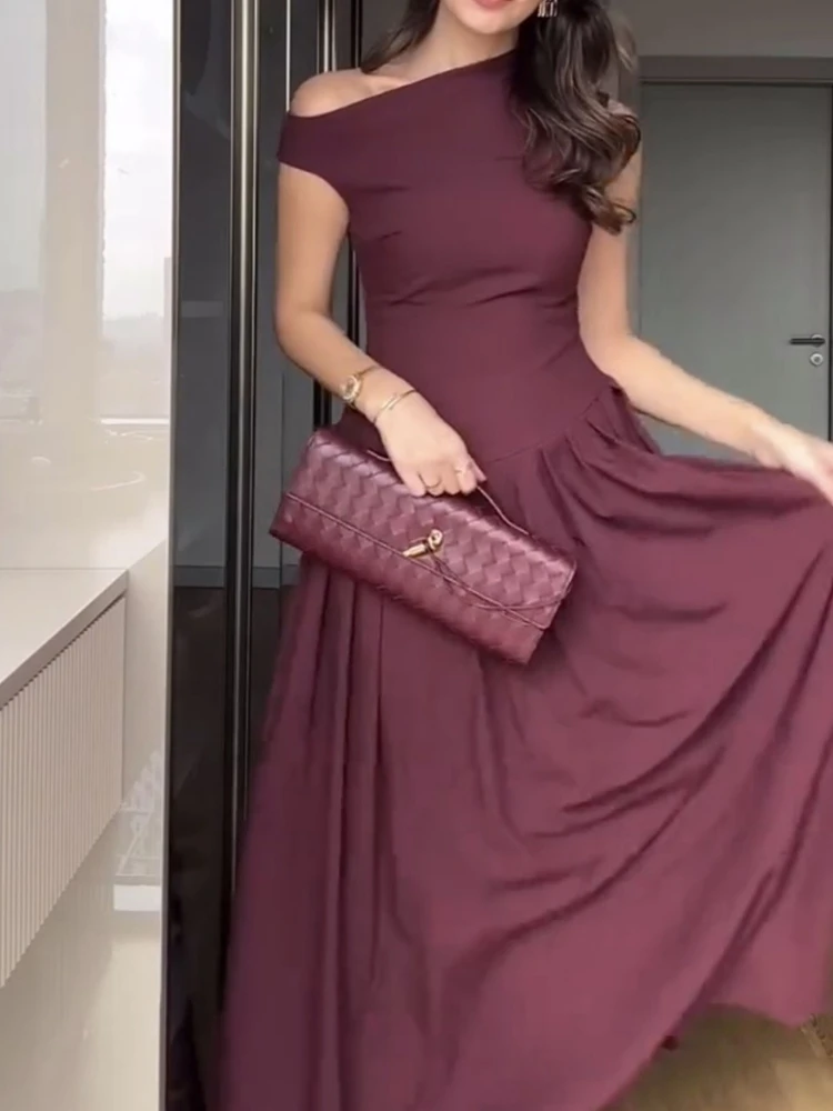 Nieuw in de zomer Dame geplooide maxi-jurk Chique elegante zwarte halve col met korte mouwen en hoge taille Jurken Kantoorstraatgewaden