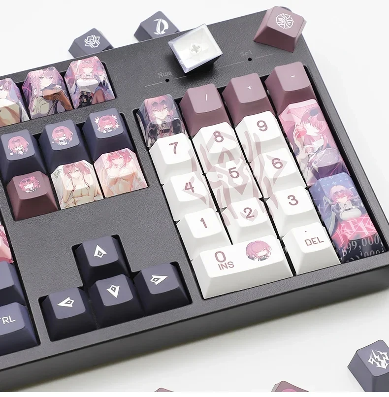 أنيمي كيكابس 129 مفاتيح كافكا هونكاي: ستار السكك الحديدية PBT الكرز الشخصي ل MX التبديل Keycap للوحة المفاتيح الميكانيكية لعبة هدية