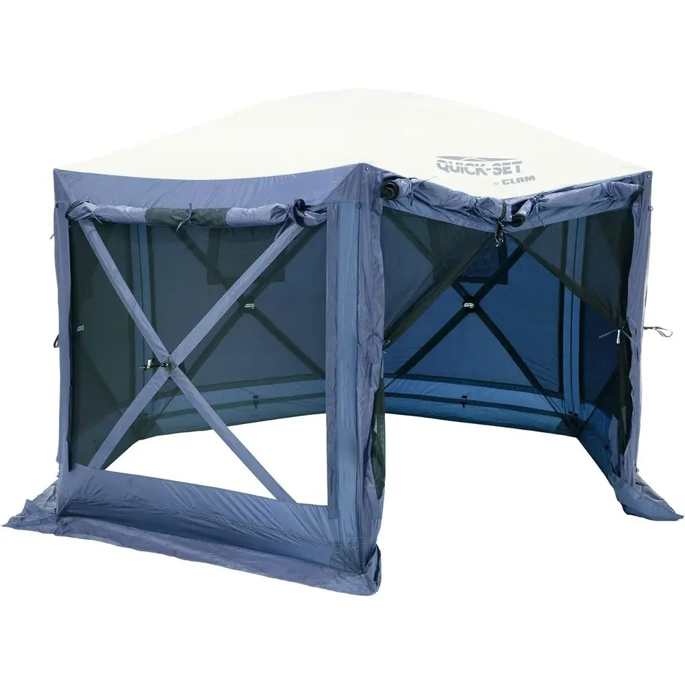 

Быстросборный уличный павильон-укрытие 3,8 м x 3,8 м, синий, с ветрозащитными панелями и сеткой от насекомых для кемпинга
