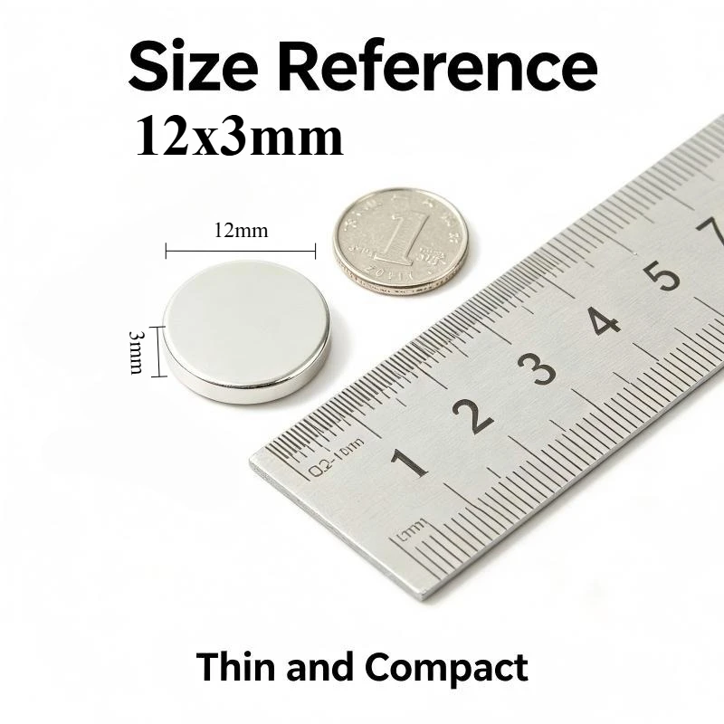 12x3mm N35 Disc Neodymium Magnet Small Round Permanent Magnet Multi‑use Industrial Hardware Fridge DIY Craft Model Building 12x3