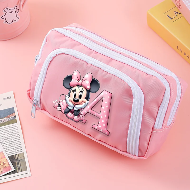Boîte de papeterie Mickey Minnie Mouse, trousse à crayons multicouche de grande capacité pour étudiants, sac de rangement Anime mignon, sacs à crayons, cadeau pour enfants