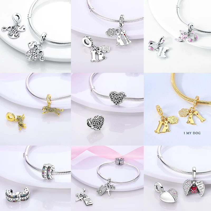 925 Sterling Silber Charm-Perlen Schmetterling Kleeblatt Glücksbringer Katze Böser Blick Delfin Reise-Charms für DIY Armband Halskette Damengeschenk – Detail 7