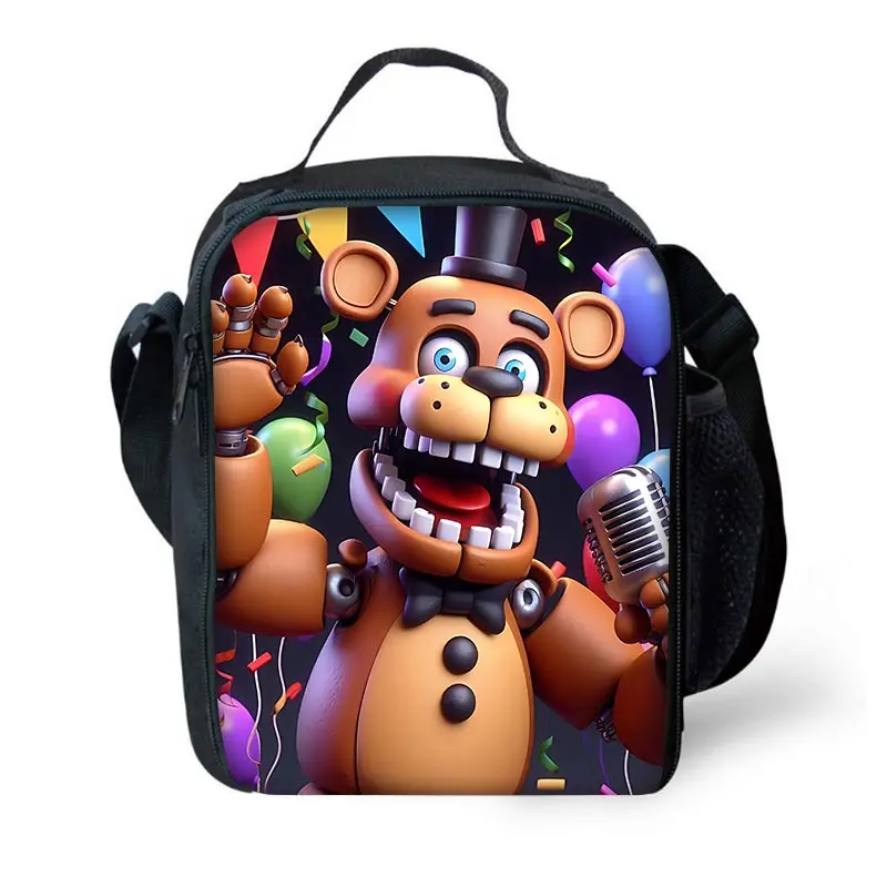 Cartoon Five Night At Freddy Child Large Capacity Bag for Boy and Girl Student Outdoor Picnic Resuable Thermal Cooler Lunch Box