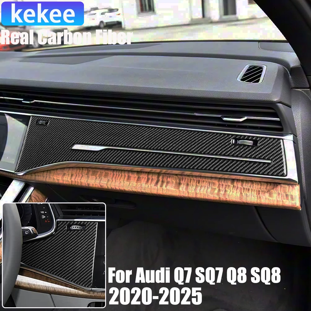 

Накладка на приборную панель из настоящего карбона, мягкая наклейка для Audi Q7 SQ7 Q8 SQ8 2019-2025