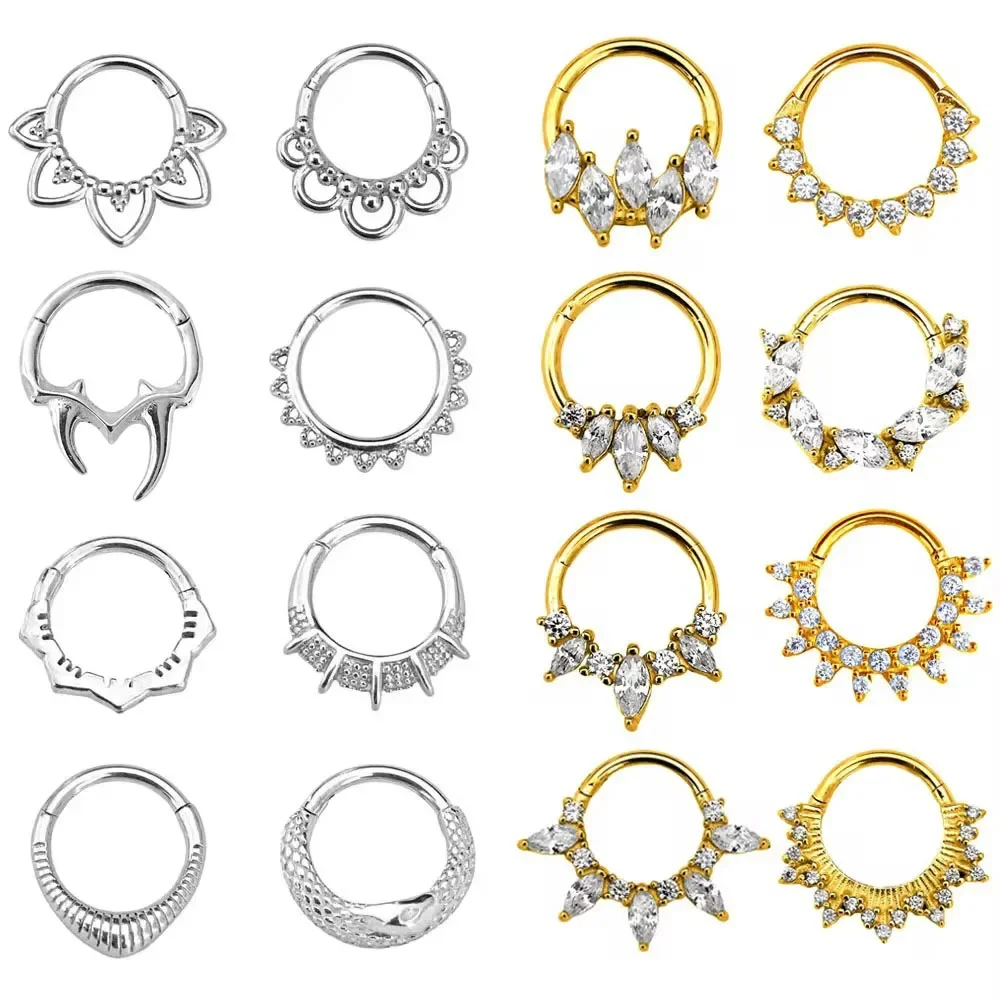 

316 stainless steel nose ring, seamless ring, closed ring, nasal septum with zircon piercing earrings, round perforated cartilag