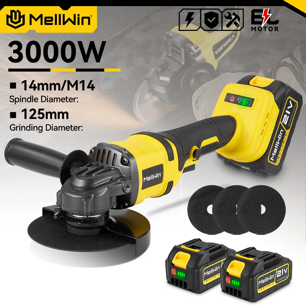 MELLWIN 125MM Bürstenlosen Elektrischen Winkel Grinder Cordless Handheld Polieren Schneiden Werkzeug Maschine Für Makita 18V Batterie Pin
