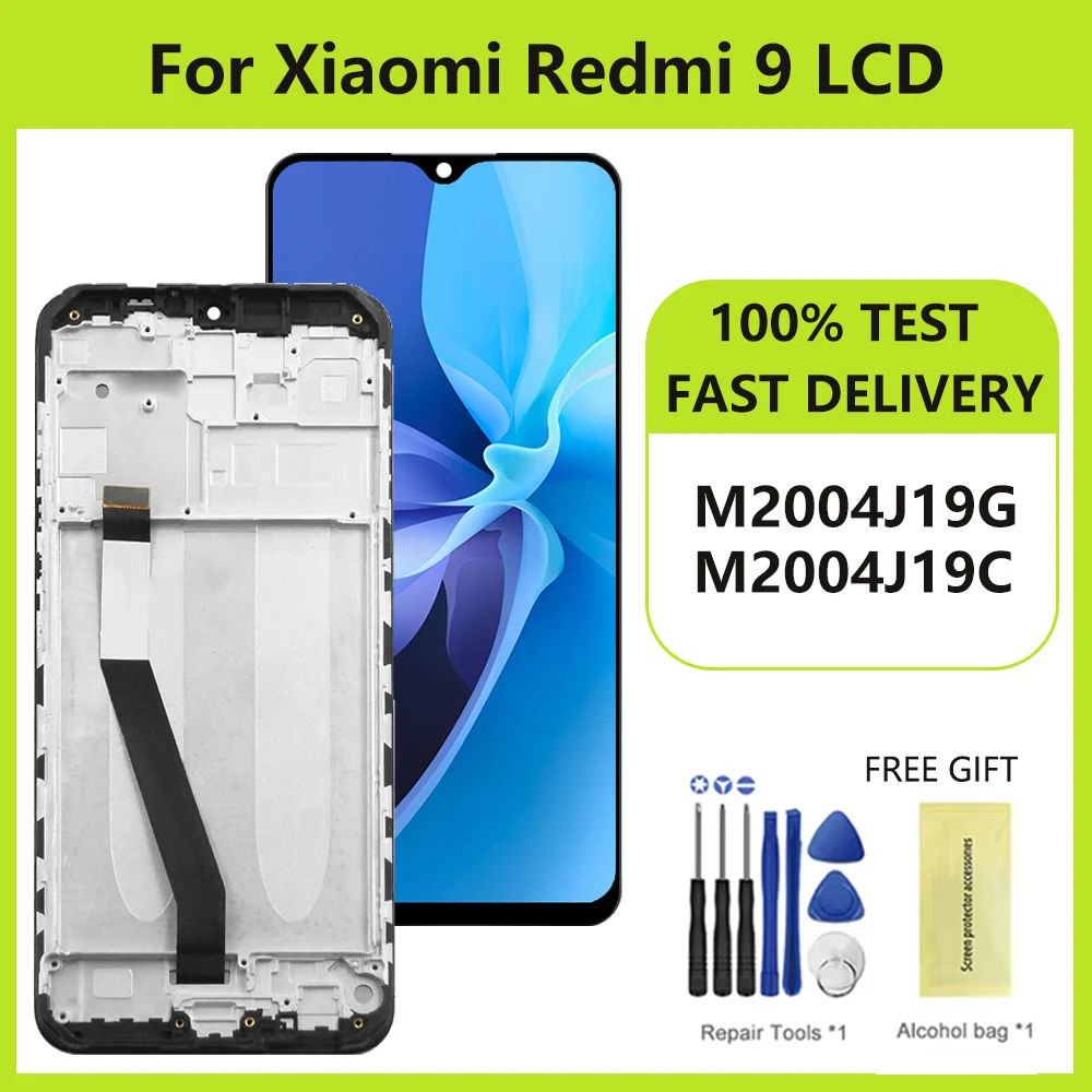 

ЖК-дисплей 6,53 дюйма для Xiaomi Redmi 9, сенсорный экран для Redmi 9 M2004J19G, запасные части, экран с рамкой