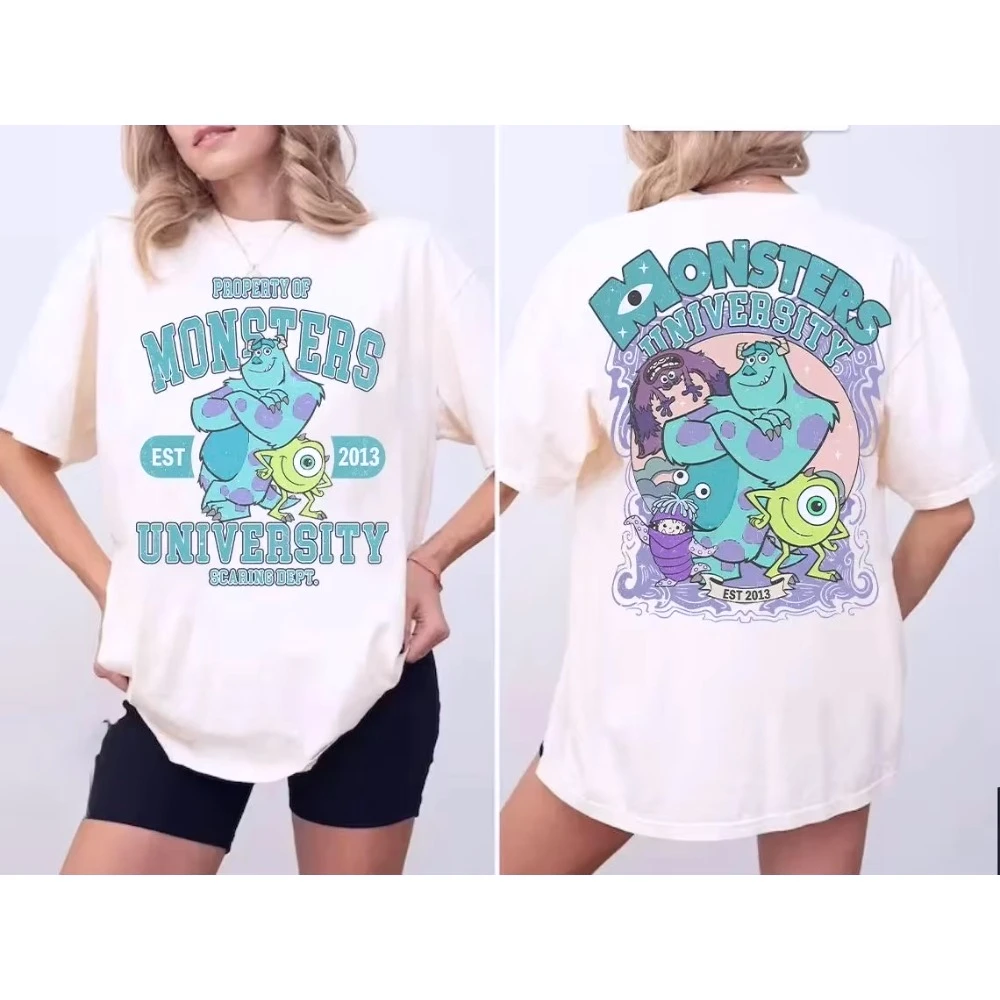 ديزني خمر الوحوش على الوجهين Inc الراحة الألوان قميص ديزني وبيكسار وحوش جامعة مايك سولي بو النساء الرجال المحملة