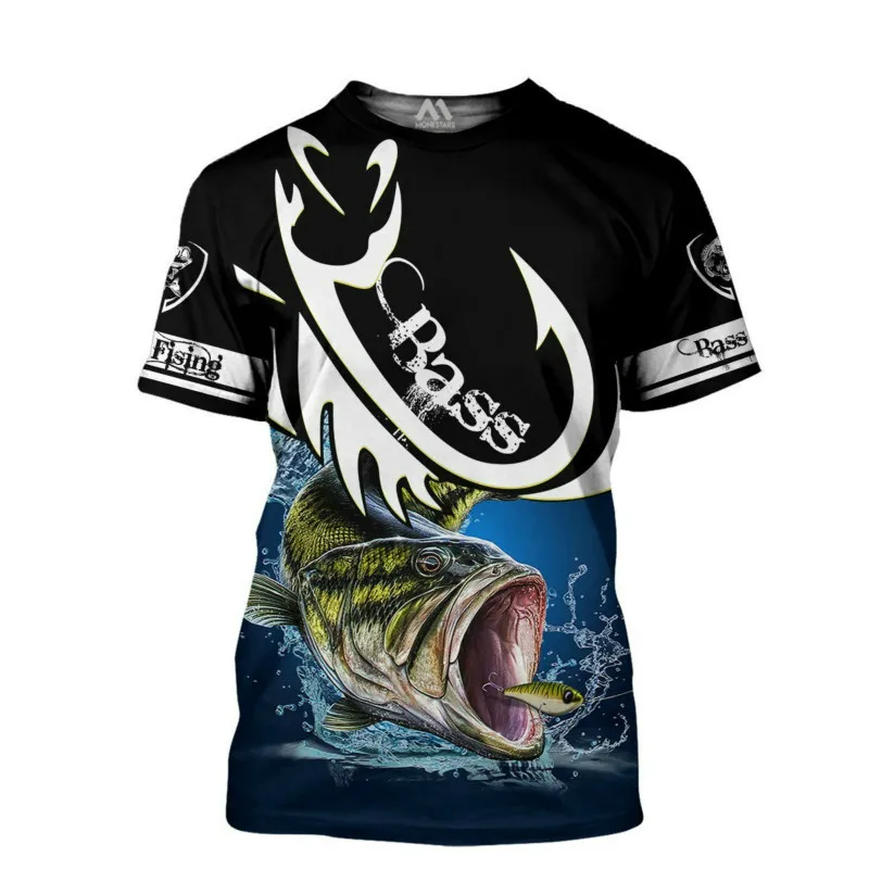 2022 Fishing Harajuku Summer New Men and Women Cartoon T-shirt 3D Printing Round Neck Shirt Street T-shirt Oversized