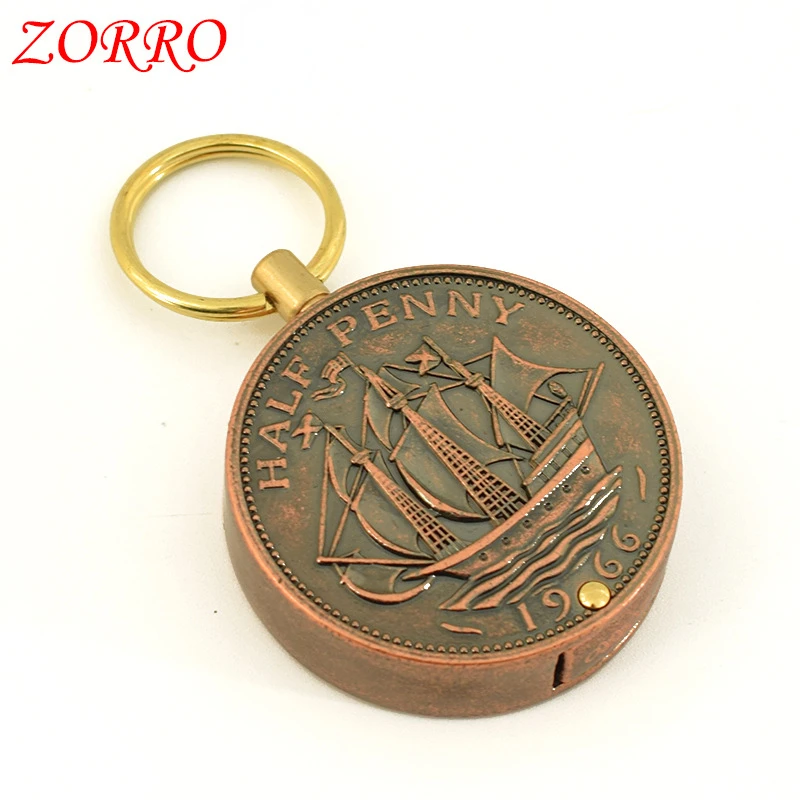 Zorro Kerosene Lighter Small Jewelry Pendant Is Light and Compact, Easy To Carry, Retro Grinding Wheel Head Creative Lighters