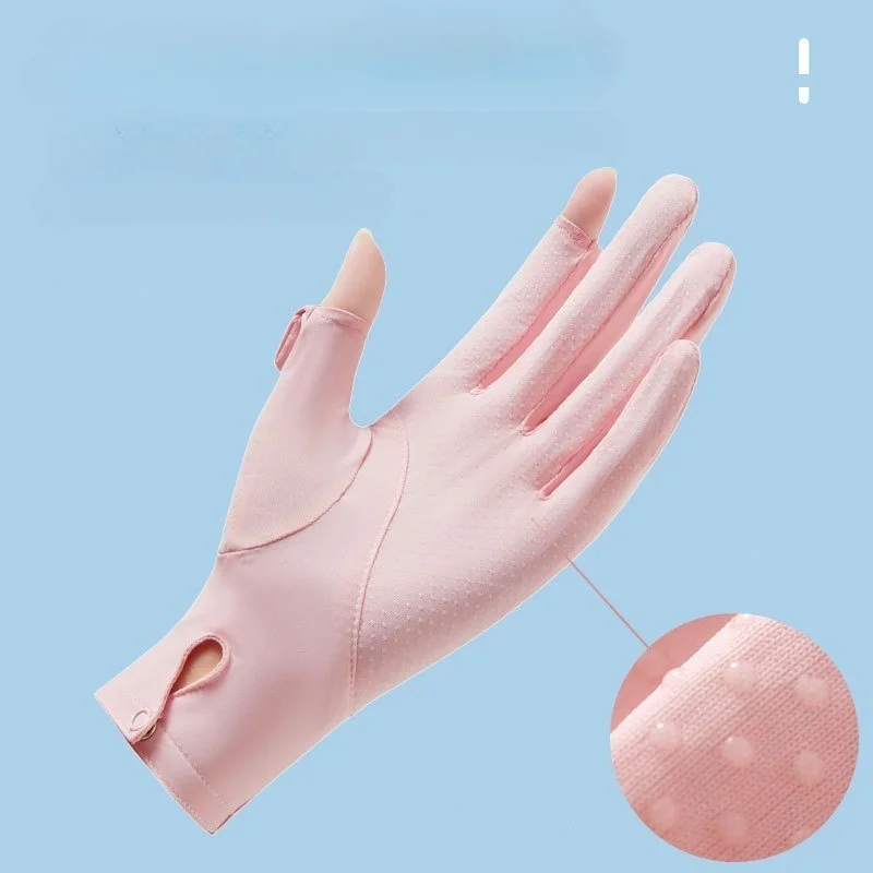 Lady Sunscreen Ice Silk Gloves Female Summer Sun Protection Gloves Fashion Cycling Driving Running Mittens Thin Anti-UV Gloves