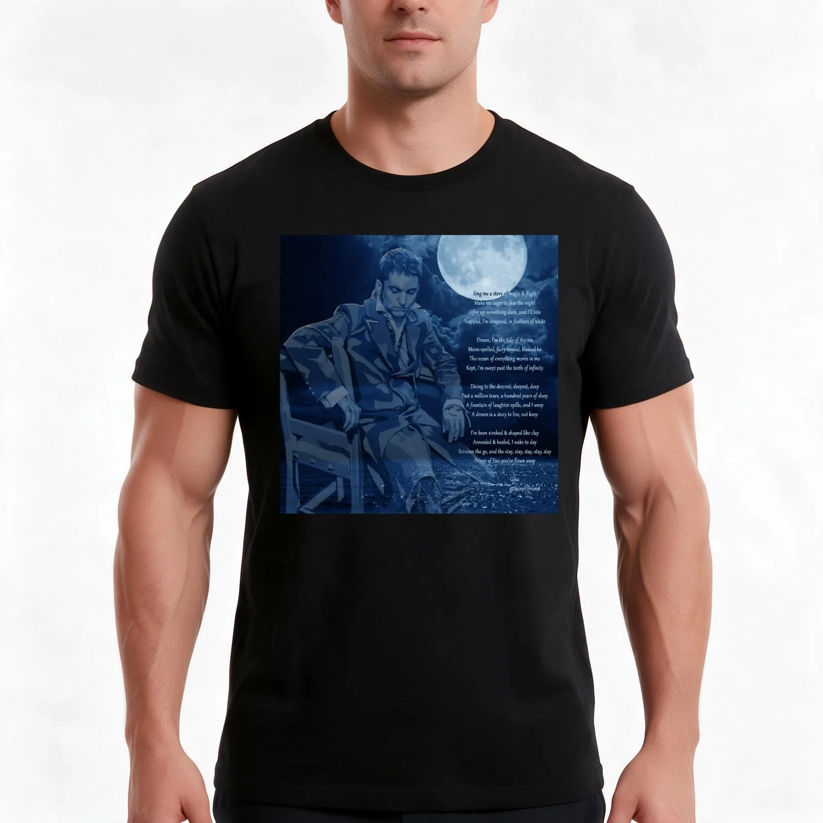 Mitch Grassi of Pentatonix as Prince of Fae with Poem T-Shirt, Summer Casual Cotton Tee, Oversized Streetwear Tops, 100% Cotton