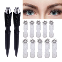 5pcs Set Tattoo Set Dual-end Tattoo Pen Roller Eyebrow Needles Rroller Microblading Needle Tattoo Eyebrows Fog Blade Shading