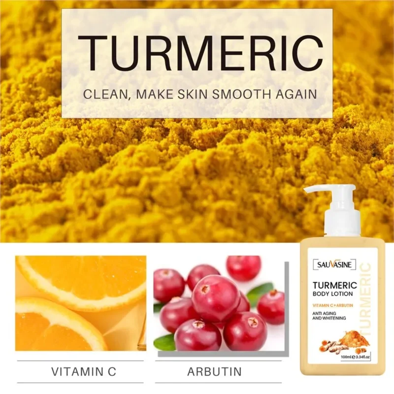 100ml Whitening Body Lotion Turmeric Body Cream Anti Aging Long Lasting Moisturizing Smooth Skin Lightening Cream For Dark Skin