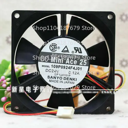 

1pcs For SANYO 109P0924F4J01 24V 0.12A 9025 9CM Double Ball Cooling Fan 3pin