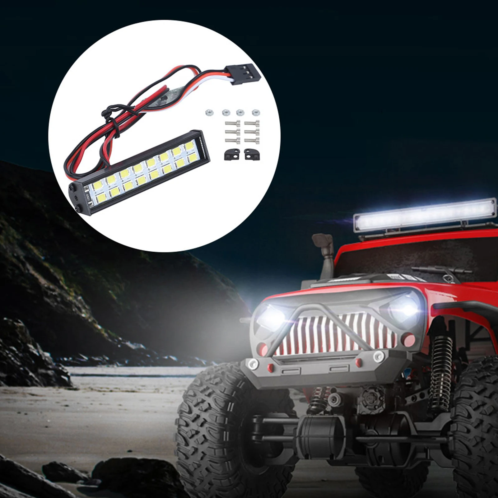 16 قطعة حبيبات مصباح مستديرة متفاوتة الأحجام RC سقف السيارة مصباح RC الزاحف العالمي مصباح ليد بار ملحق طول 55 مللي متر