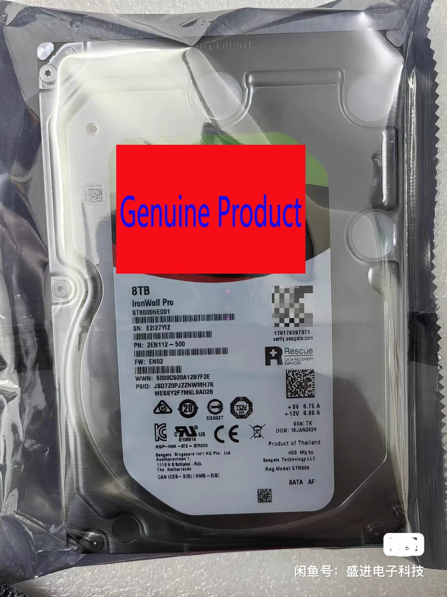 

NEW IronWolf Pro ST8000NE001 8TB 3.5" SATA 7200 RPM 256MB NAS 6Gbps HDD
