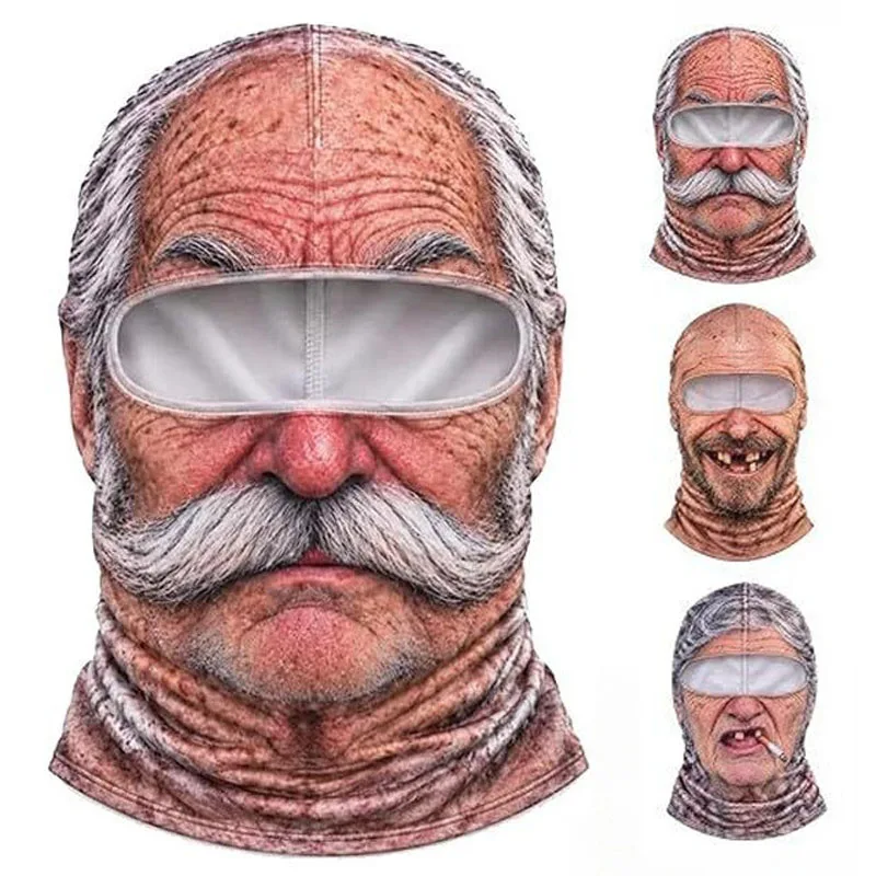 Prank Old Man Ski Mask Realistic Face, Summer Winter Windproof Full Face Mask For Cycling, Skiing Outdoor Sports