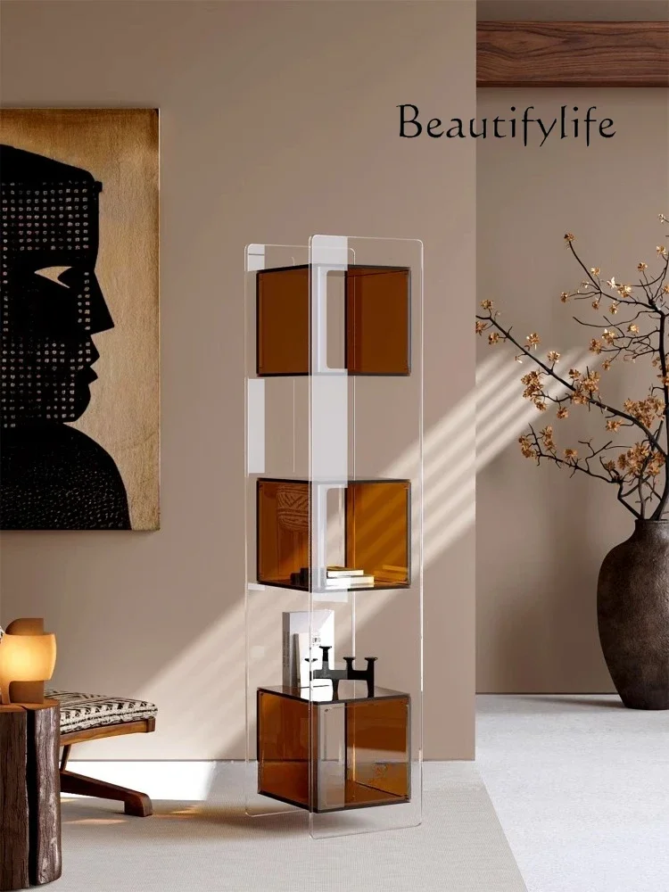 

Acrylic Bookshelf Floor Shelf Home Living Room Display Cabinet Storage Light Luxury Locker