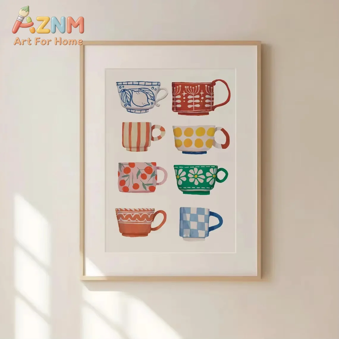 AZNM Tea Cup Print, Breakfast poster, Coffee Printable Art, Handmade Kitchen Wall Art, Digital Printable, Trendy Cafe Bar Decor