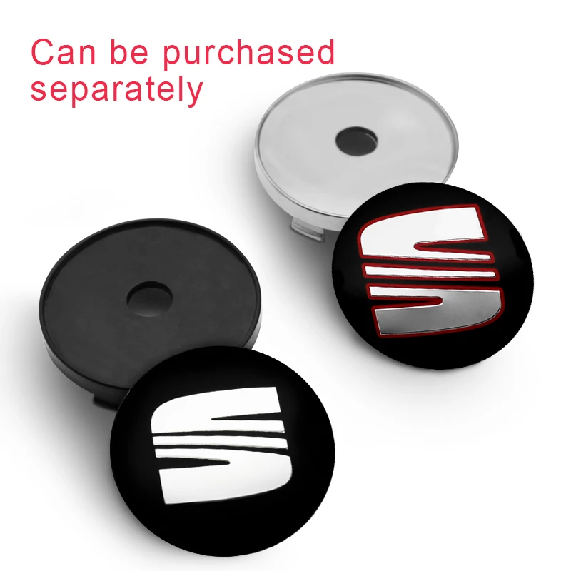 4Pc 56+60mm Car Wheel Center Hub Cap Stickers Auto Rim Cover Emblem Badge For Seat Leon cupra MK1 MK2 Ibiza 6J 6F 1P 5F FR Altea