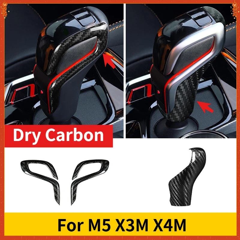 

For BMW M Series M5 X3M X4M Real Dry Carbon Fiber Interior 18-24 Gear Shift Knob Side Trim Rear Cover Modification Accessories