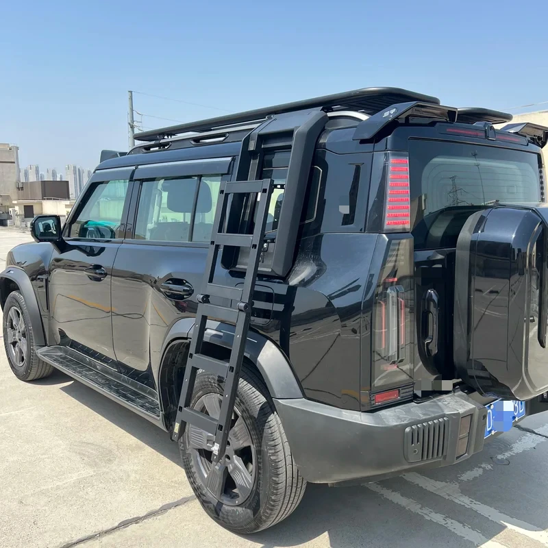 

High Quality Aluminum Guard Black Multifunctional Climb Foldable Roof Side Ladder for Jetour Traveler T2 Folding Ladder