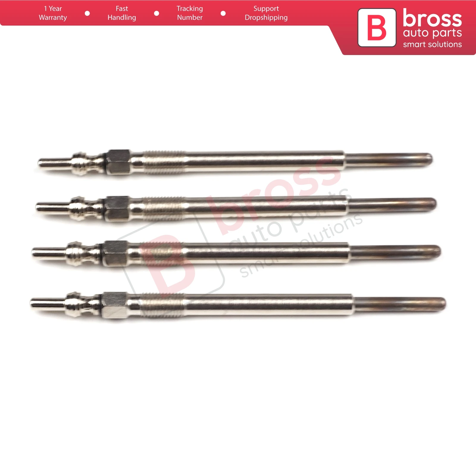 Bross Auto Parts BGP2-1 4 Pcs Heater Glow Plugs 1447128, GX4127, 596078 for Citroen Toyota Ford Peugeot Mazda Volvo Suzuki Mini