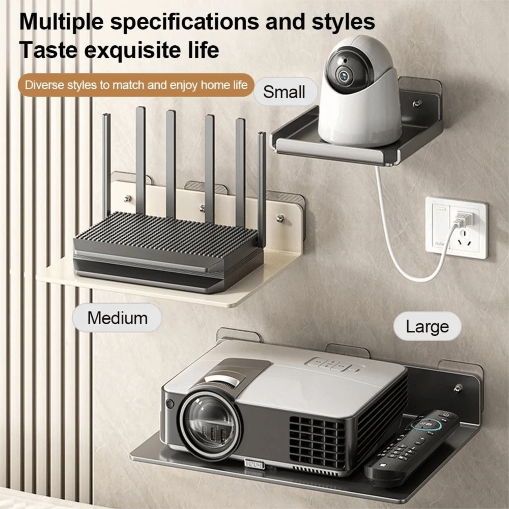 

Stainless Steel Wall Mounted Storage Rack Space Saving No Drill WiFi Router Shelf Camera Monitoring Placement Rack