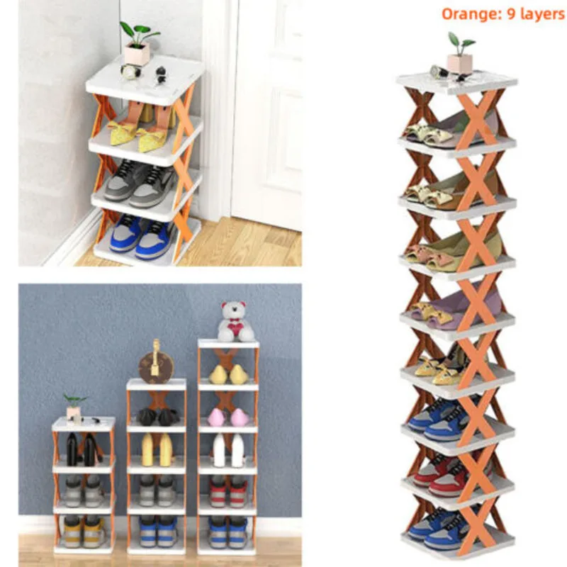 9Tiers Rack Narrow Stckable Free Standing DIY Shoe Storage Tall Organizer~