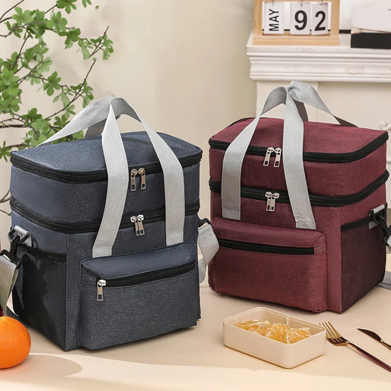 

Large Capacity Double Layer Lunch Bags Thermal Insulation Picnic Food Beverage Bag Outdoor Ice Bag Can Bear A Weight Of 15kg