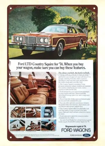 1973 Country Squire Station Wagon car auto metal tin sign auto signs