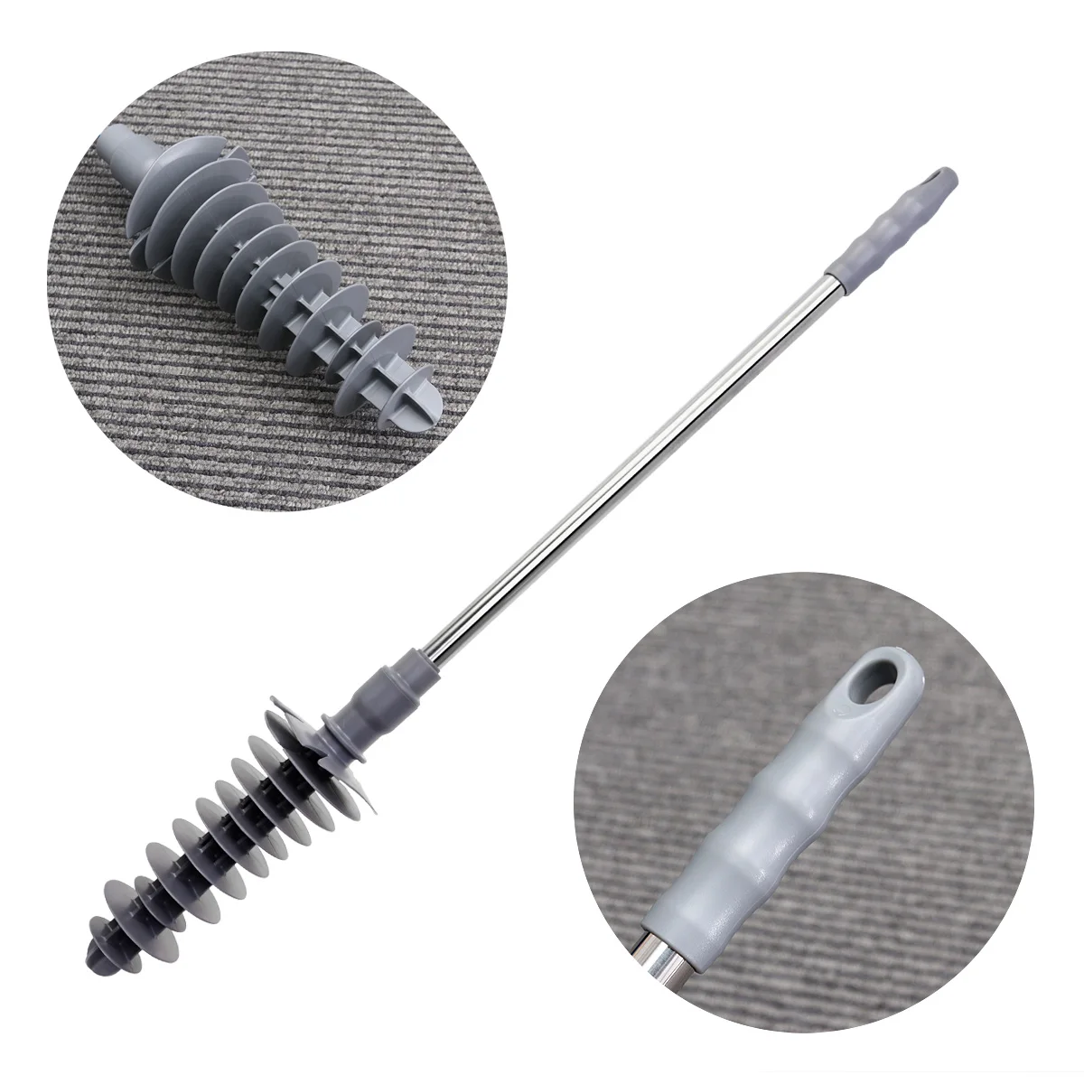 

Toilet Unclog Plunger Piston Remover Drain Large Diameter Easy Use Rust Resistant Flexible Plastic Head Ergonomic Handle Swirl