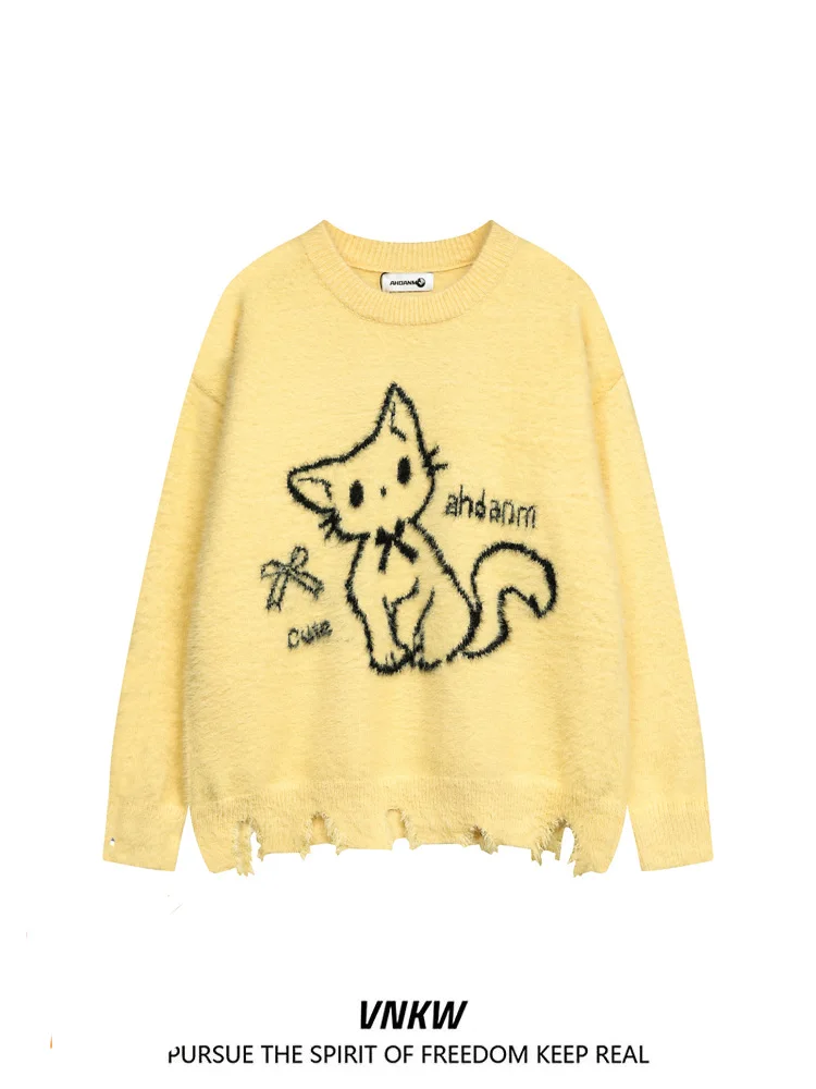 

Мягкий и милый вязаный свитер с круглым вырезом и мехом, свободного кроя, осенне-зимний, для пар, молодежный, модный, стильный