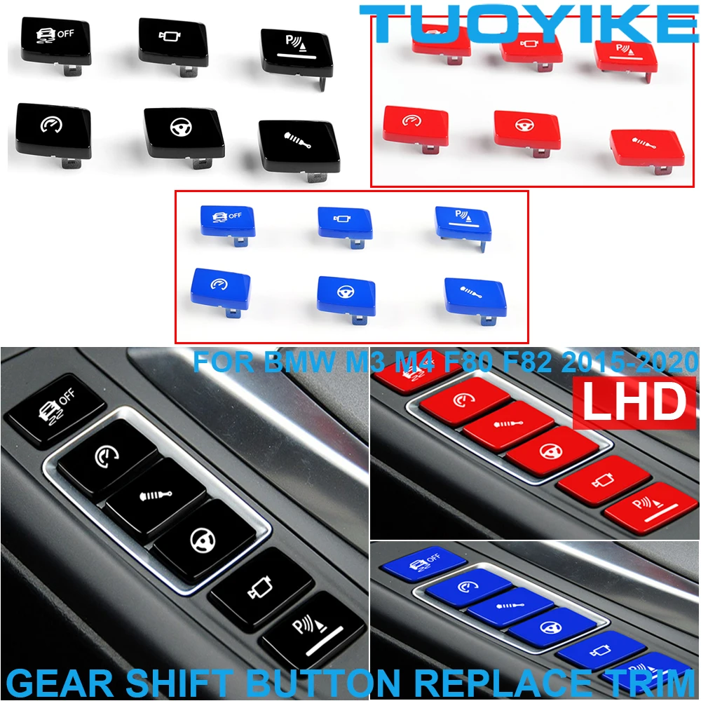 LHD ABS Multi-color Interior Central Console Gear Shift ESP Switch Button Trim Radar Electric Eye For BMW M3 M4 F80 F82 2015-20