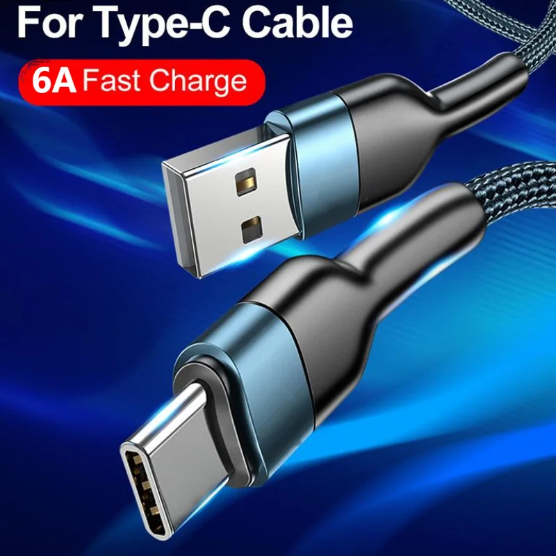 6A Type C Fast Charging Cable For Xiaomi 13 POCO F5 Huawei Mate 40 50 Mobile Phone USB C Cables Type C Data Transfer Wires Cord