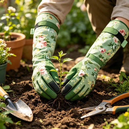 1 Pair Green Microfiber Anti Prick Gardening Gloves With Touchscreen Fingertips For Thorn Protection And Plant Pruning Tasks