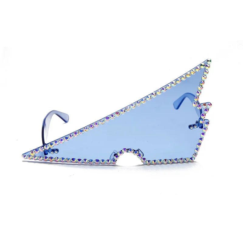 Triangle Frameless One-Piece Oversized Decorative Glasses Eccentric Personality Diamond-Studded Glasses Glasses