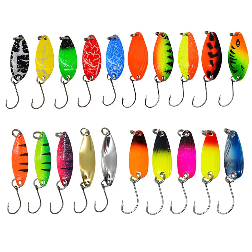 JYJ 20pieces a box colorful metal jig spoon lure bait for fishing tackle spinner wobbler pesca trout bait